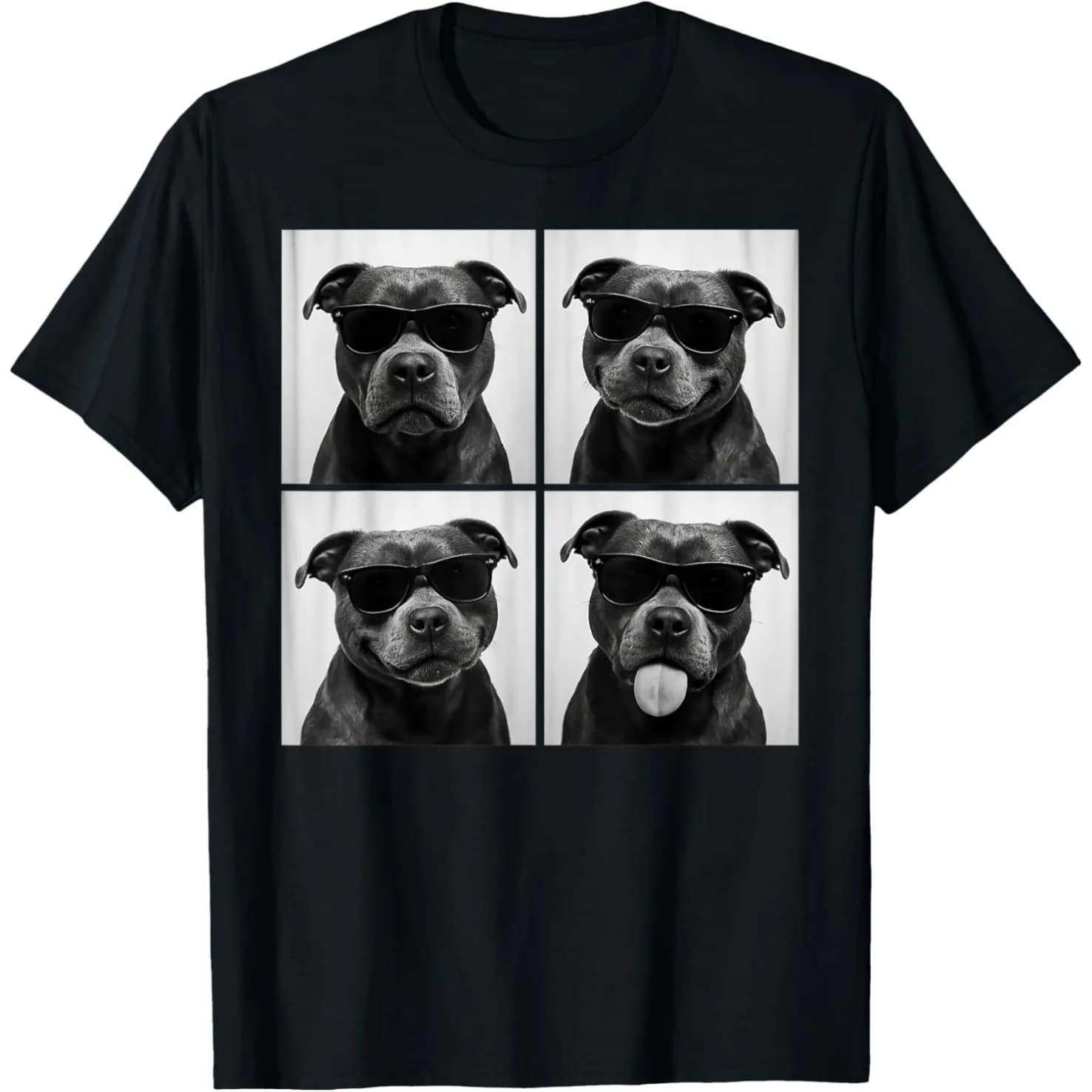 Funny Staffordshire Bull Terrier Lover Cute Dog Photo T Shirts Men Cotton Humor Streetwear Short Sleeve Unisex Loose Clothing