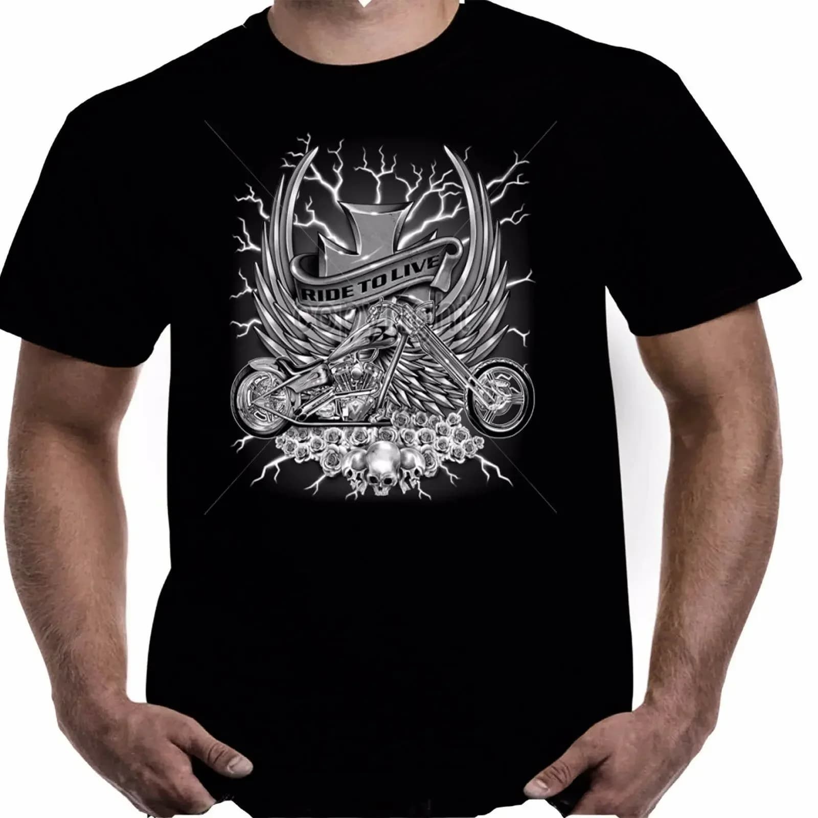 Ride To Live. Motorcycle Motorbike Chopper Bobber Bike Dad Gift T-Shirt 100% Cotton O-Neck Short Sleeve Casual Mens T-shirt