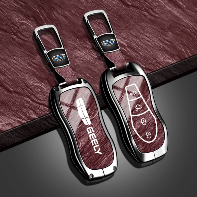 Car Key Case Cover ForGeely Tugella 2020 Azkarra Xingyue Boyue Pro Atlas Pro Gili Tugella Zinc Alloy TPU Stone Pattern Keychain