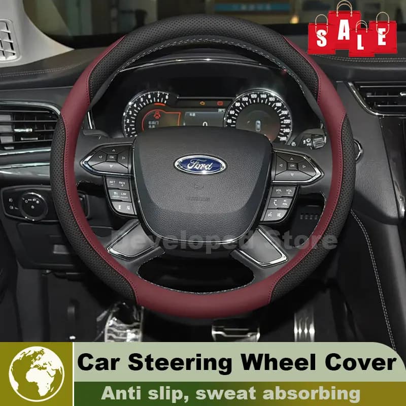 Leather Car Steering Wheel Cover For Ford Taurus Mondeo 2011-2026 Auto Steering Wheel Interior Ford Taurus Accessories