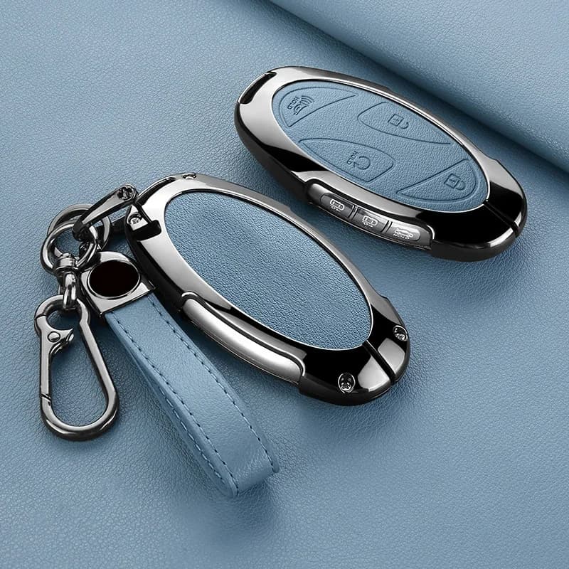 Zinc Alloy Leather Car Key Cover, For Hyundai Kona Ev Grandeur GN7 IONIQ 6 2023 2024, Protected Keychain Bag, Car Accessories