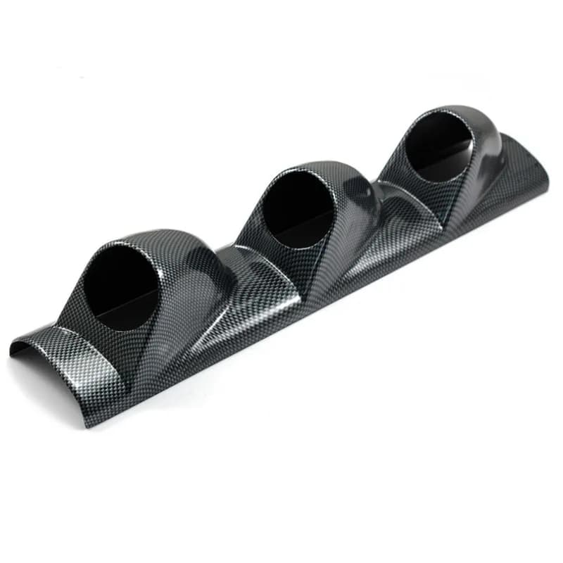 52Mm A-pillar car modified instrument frame, three-hole table holder, triple table, carbon fiber, bright silver, black.