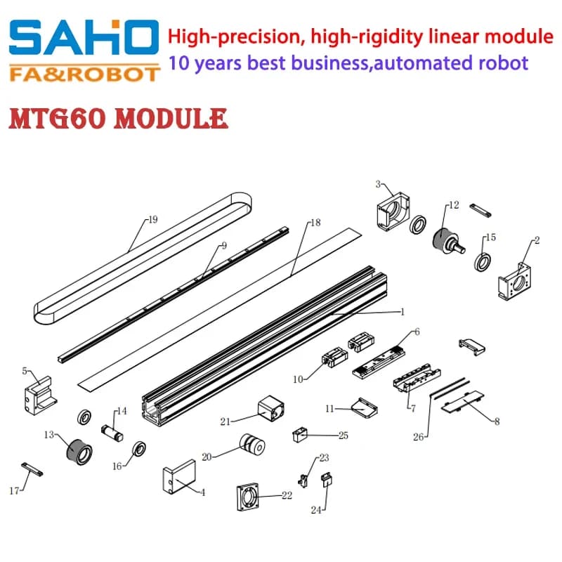 MTG60 Best Selling Belt-Driven Linear Actuator 35kg Load 2m/s Speed 6m Stroke With Motor Bearing Core Linear Guides
