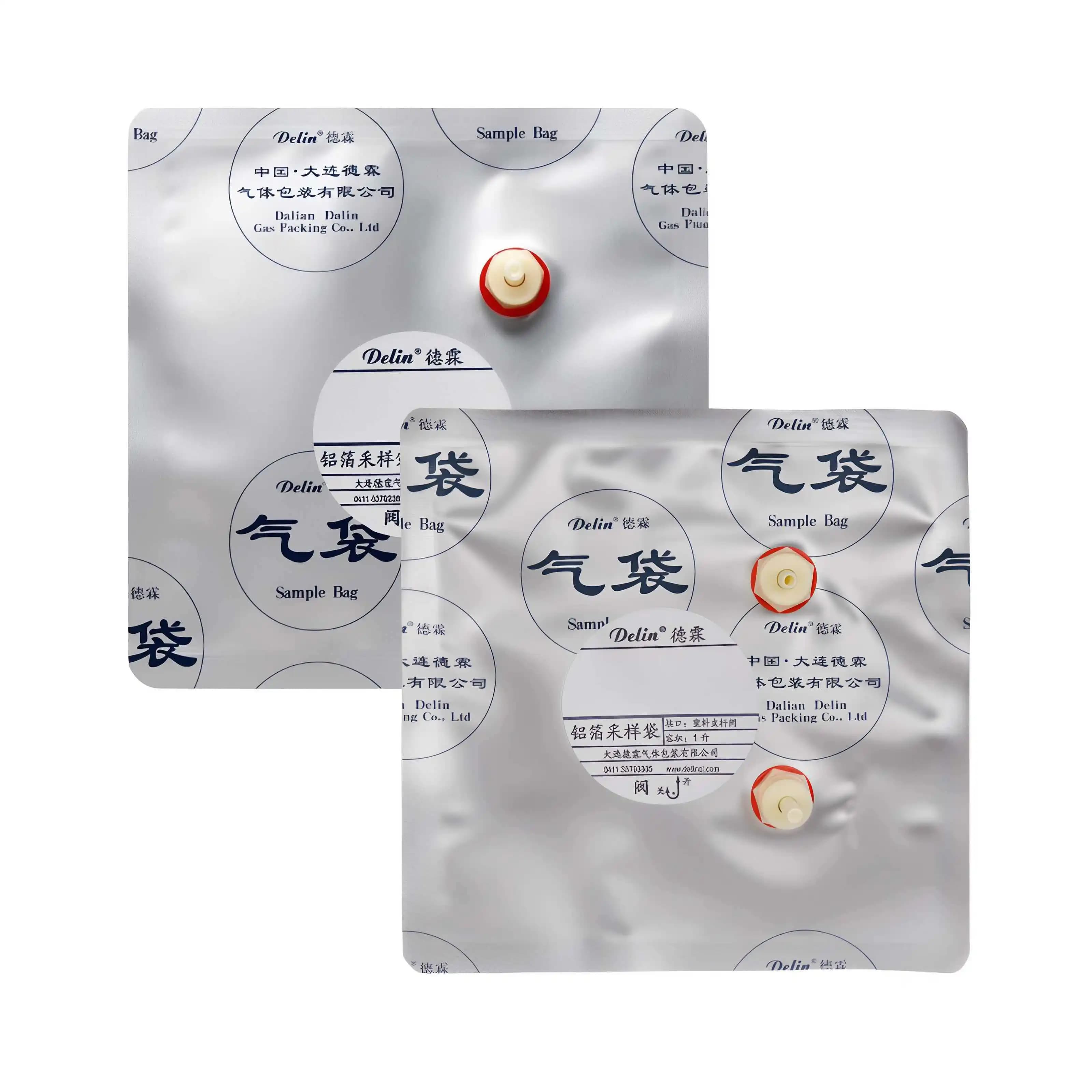 Aluminum foil sampling bag, sampling bag, single double straight valve, 0.1/0.2/0.3/0.5/1/2/3/4/10/15/20/30/40/50/100L