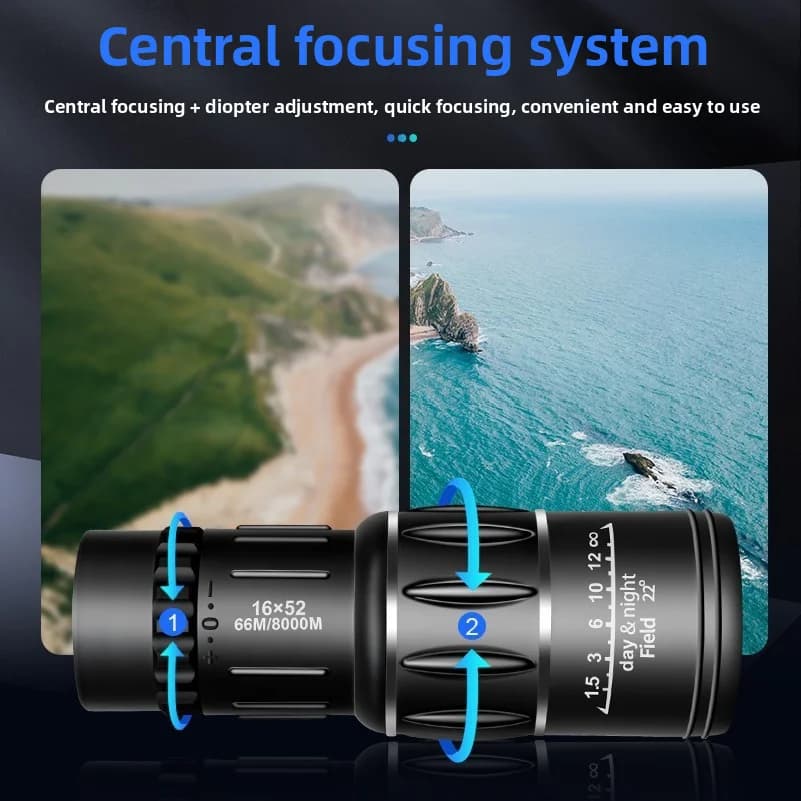 Monocular telescope, high-power 16x52 telescope manufacturer, low-light night vision telescope for concerts and mobile phone