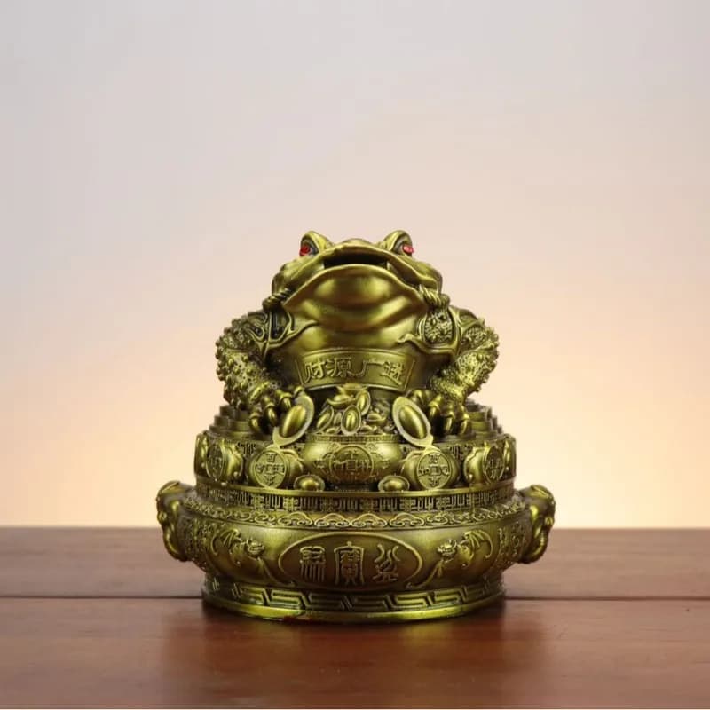 Pure copper Ruyi Seven-Star Treasure Bowl with Golden Figurine, Three-Legged Toad, Living Room and Office Decoration