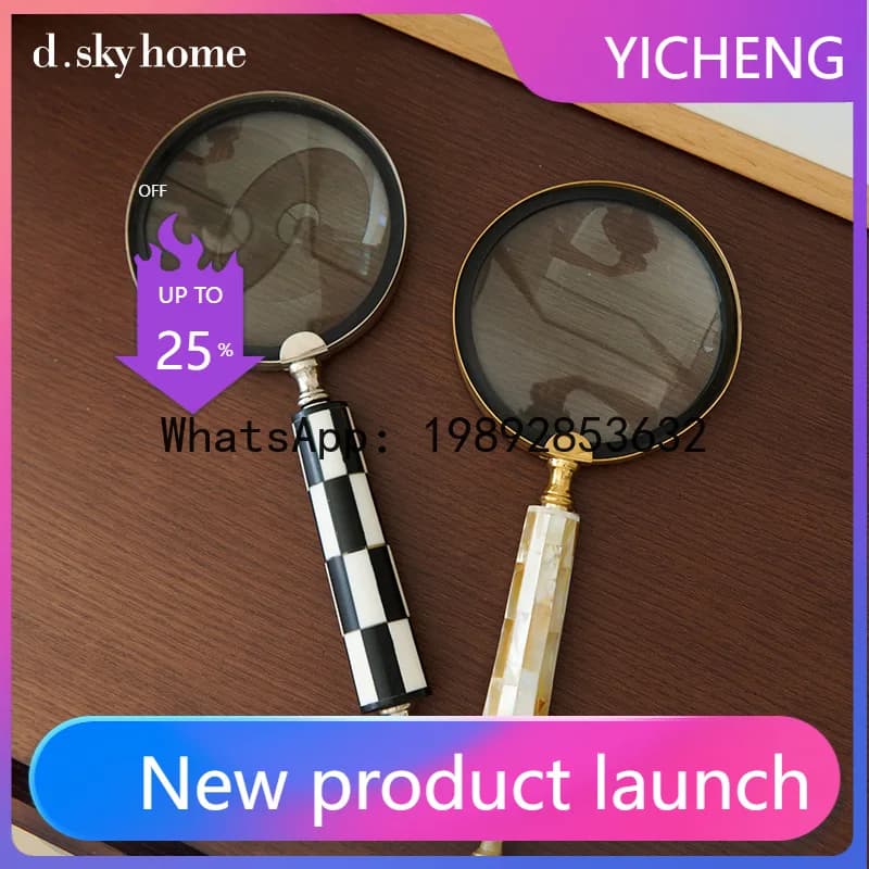 Hys retro ornament magnifying glass living room bedroom home decor ornament brass mirror