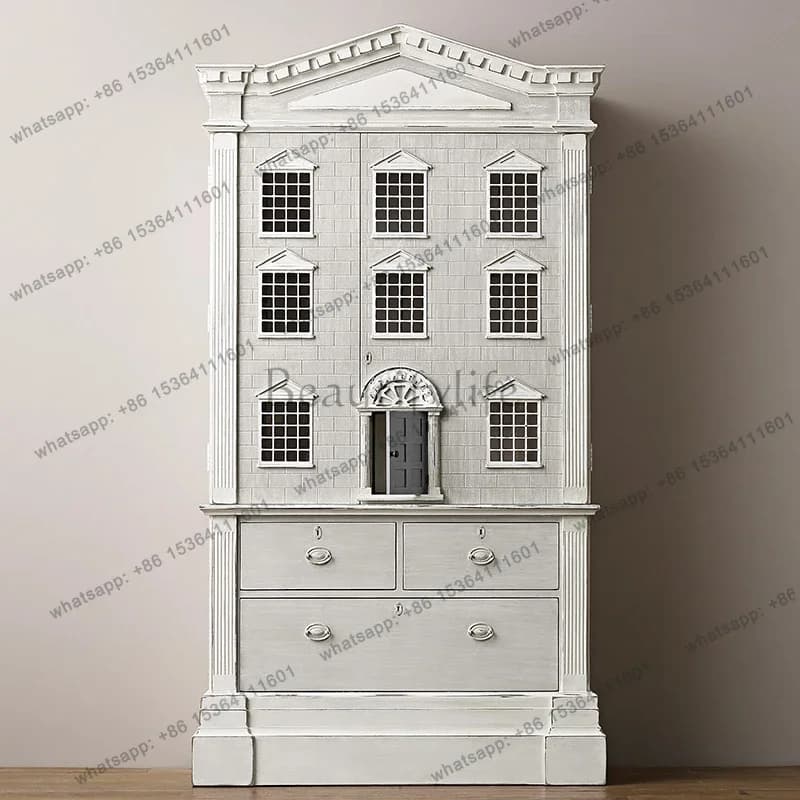 yj7 French retro solid wood bookcase floor to wall bookshelf household dust locker study reading rack