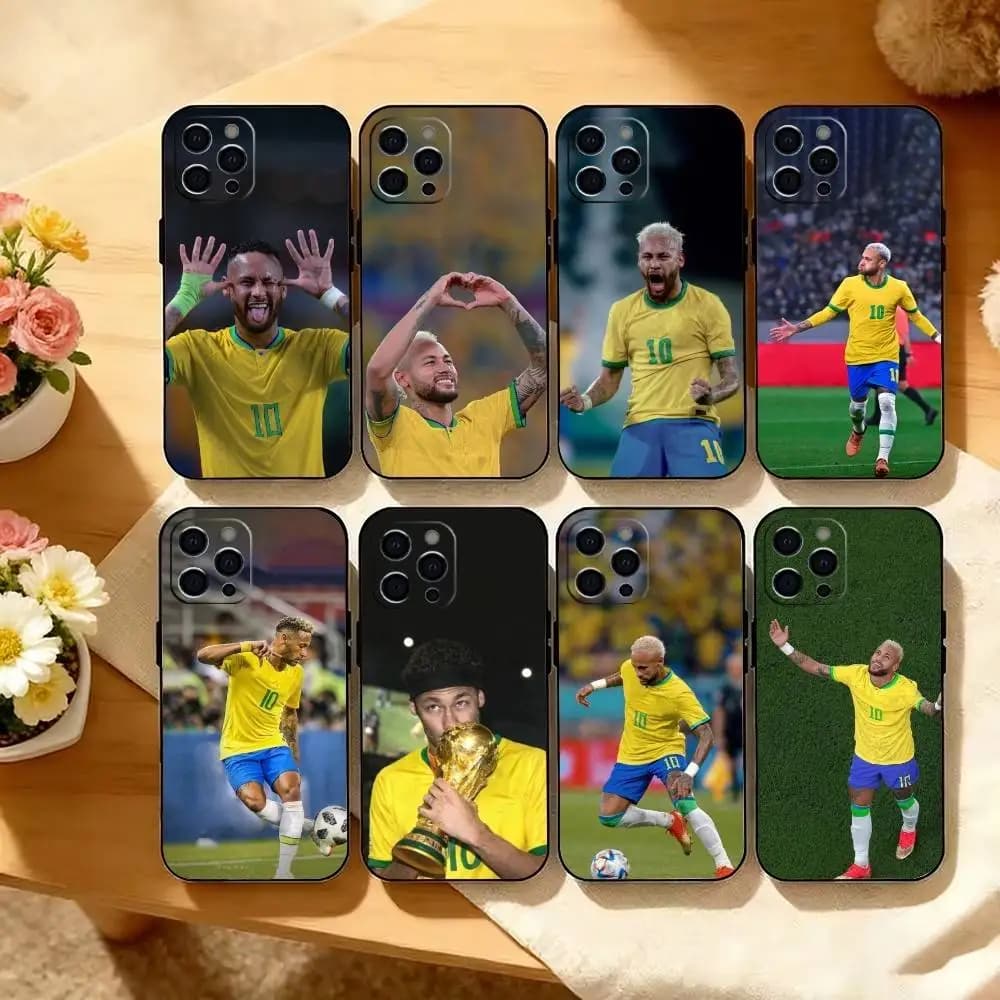 Football For -Ney- 10 Phone Case For iPhone 17,16,15,14,13,12,11 Plus,Pro Max,XS,Soft Silicone Black Cover
