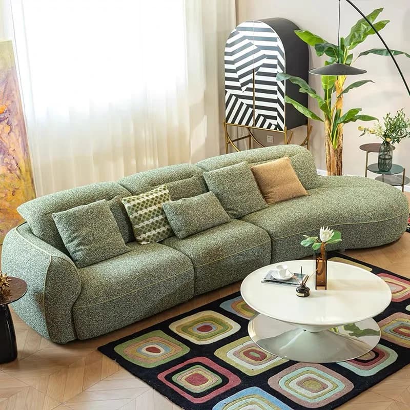 Italian simple modern fabric L-shaped sofa set, sponge wooden legs, suitable for hotel villa living room