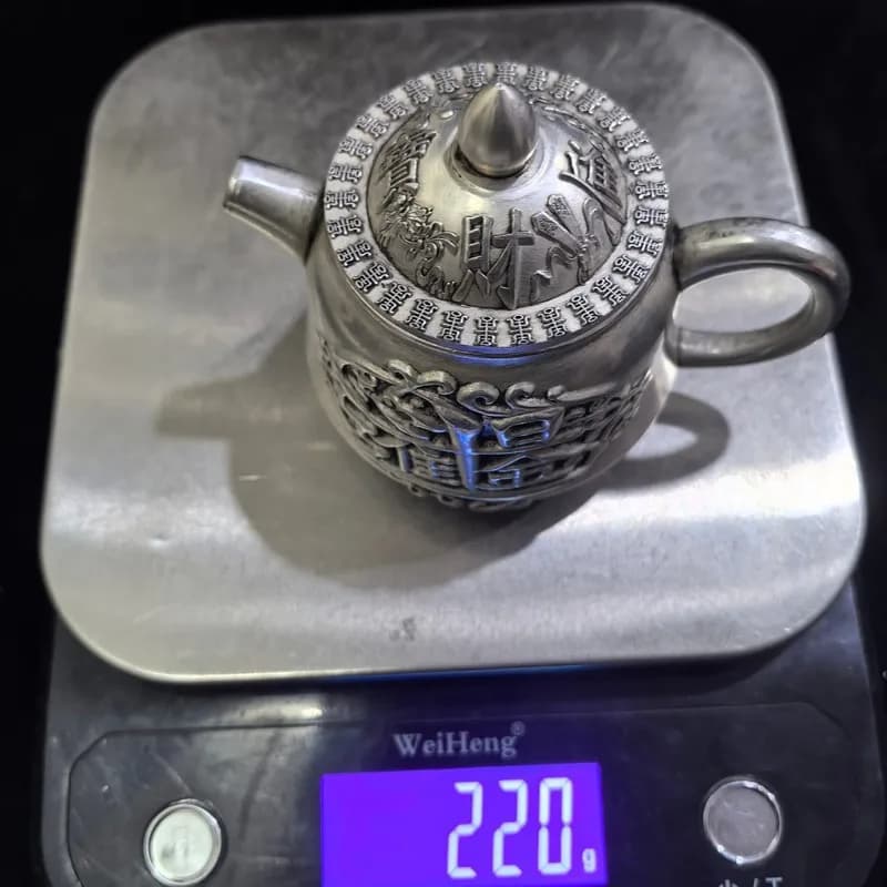 Copperware Orchid Silver Dragon Teapot and Wine Flask with Handle, Home Decorative Craft Ornament for Kung Fu Tea Ceremony