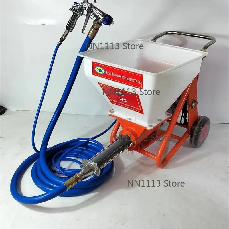 R5 Home Use 220V Mortar Plastering Machine Semi-Automatic Cement Sprayer Machine for Wall Plastering Core Included-Engine Motor