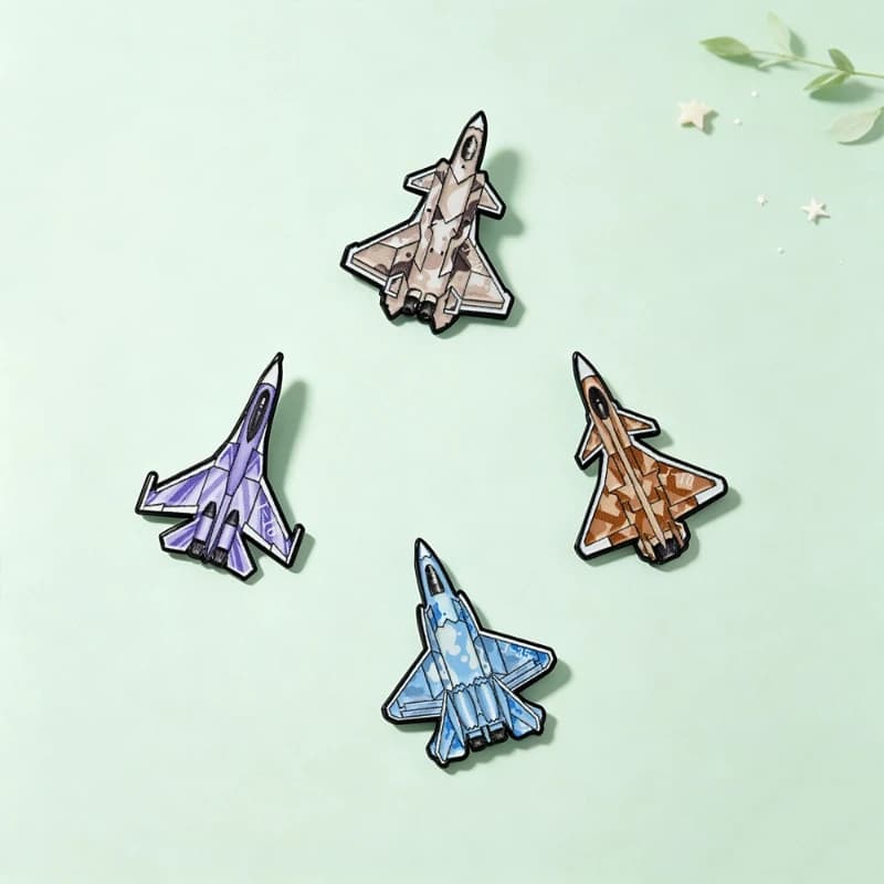 Aviation Lover Camouflage Fighter Design Enamel Metal Brooches Pins Badges DIY Clothing Bags Hat Scarf T-shirt Jeans Accessories