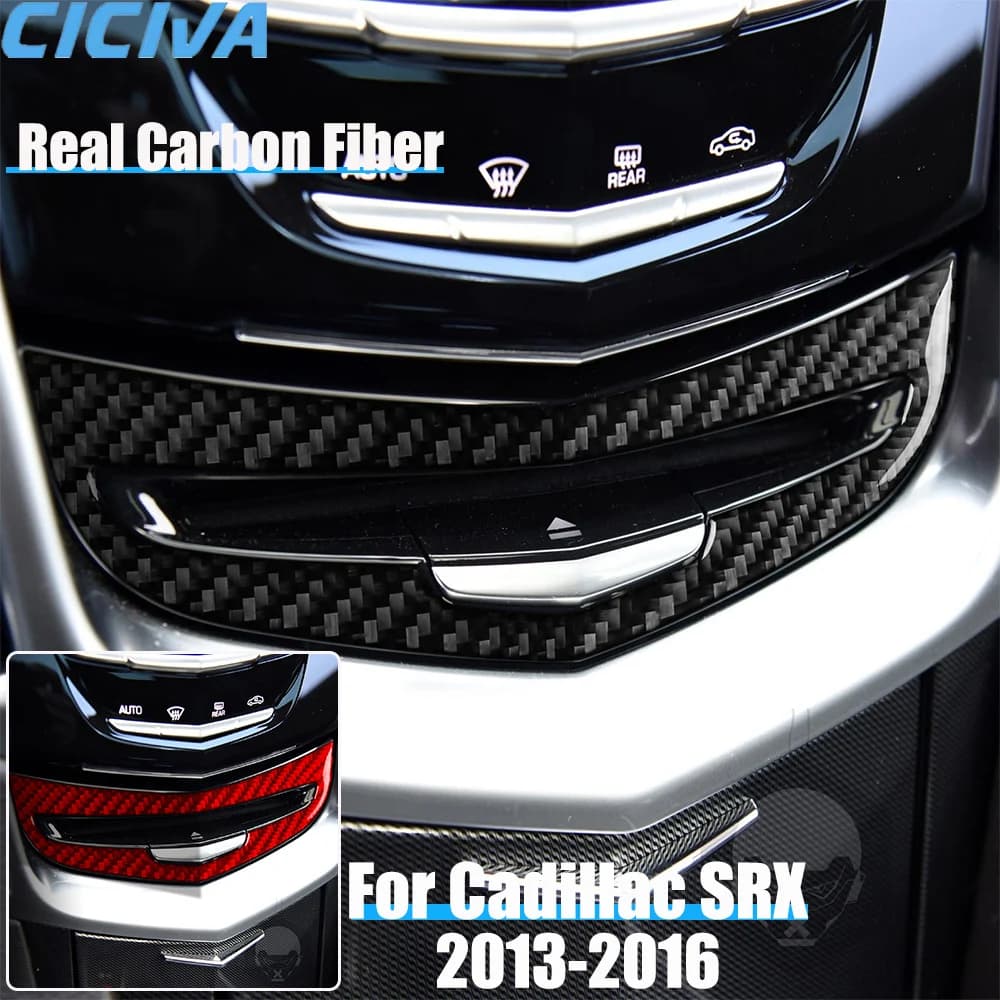 Real Carbon Fiber Car Accessories CD Player Panel Decorative Trim Cover Soft Sticker For CADILLAC SRX 2013 2014 2015 2016