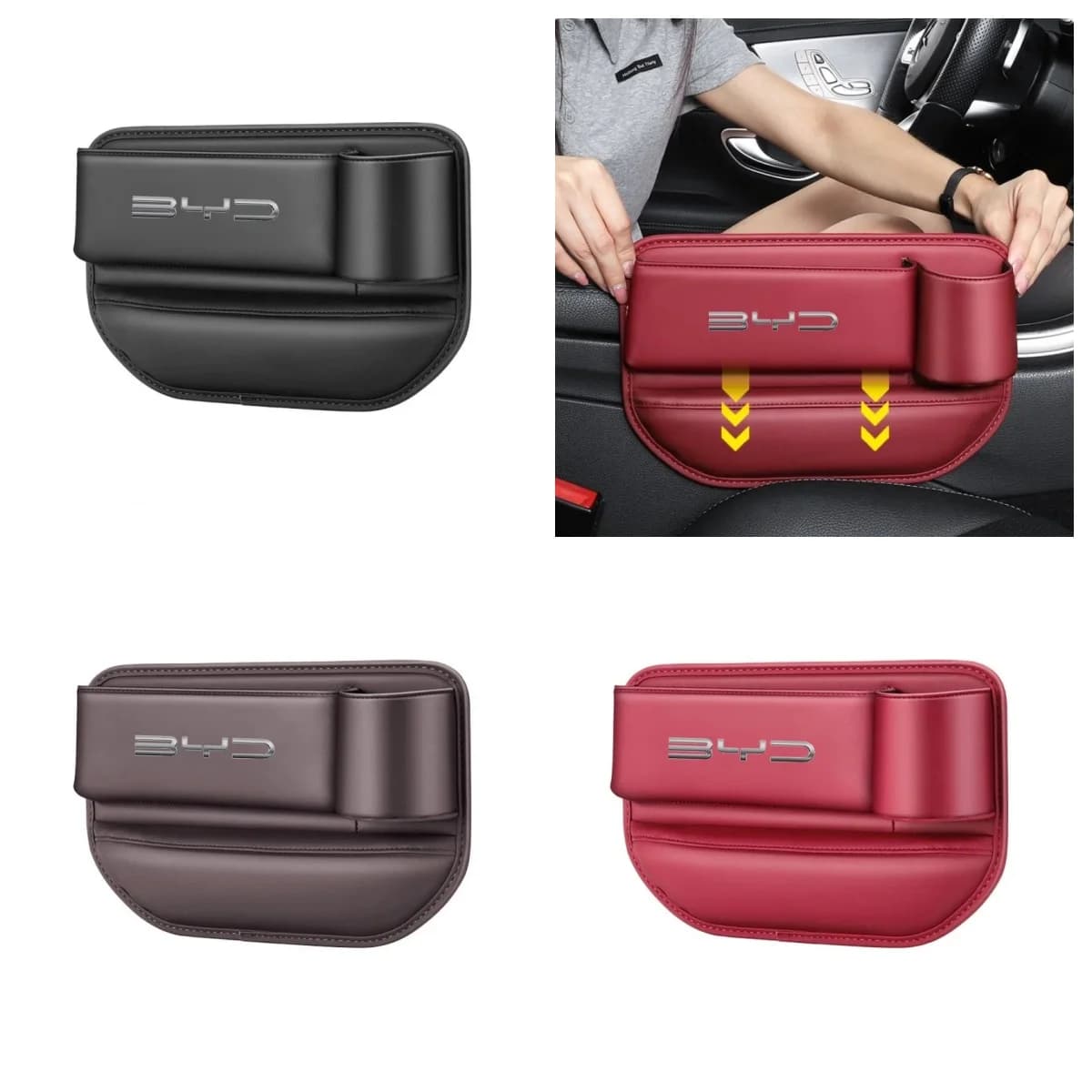 Leather Car Seat Gap Storage Box For BYD Atto3 Seal Han Tang Dolphin Song Yuan Multifunctional Side Seat Gap Filler Interior Aut