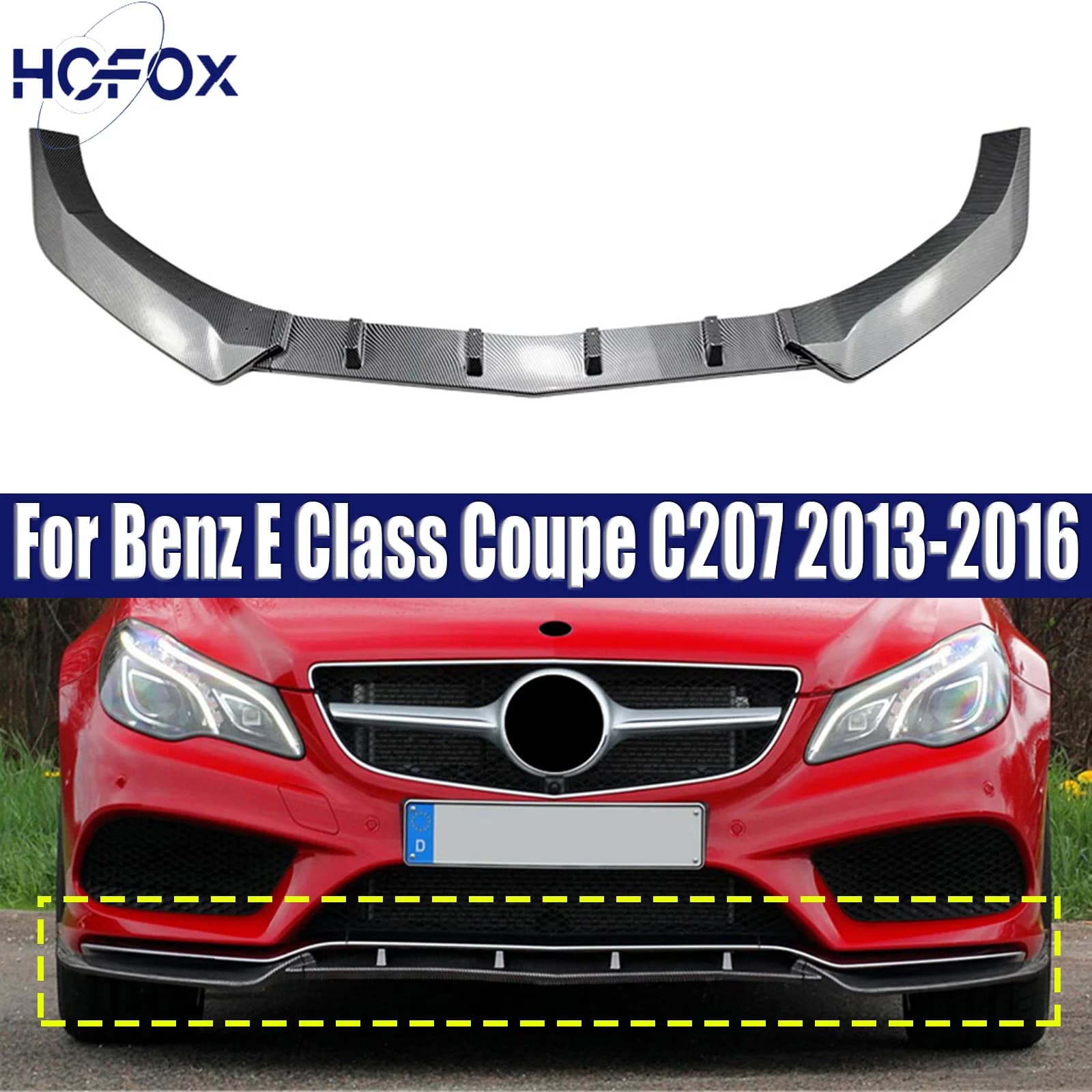 Black Car Front Bumper Lip Spoiler Splitter For Mercedes Benz E Class Coupe C207 2013-2016 AMG