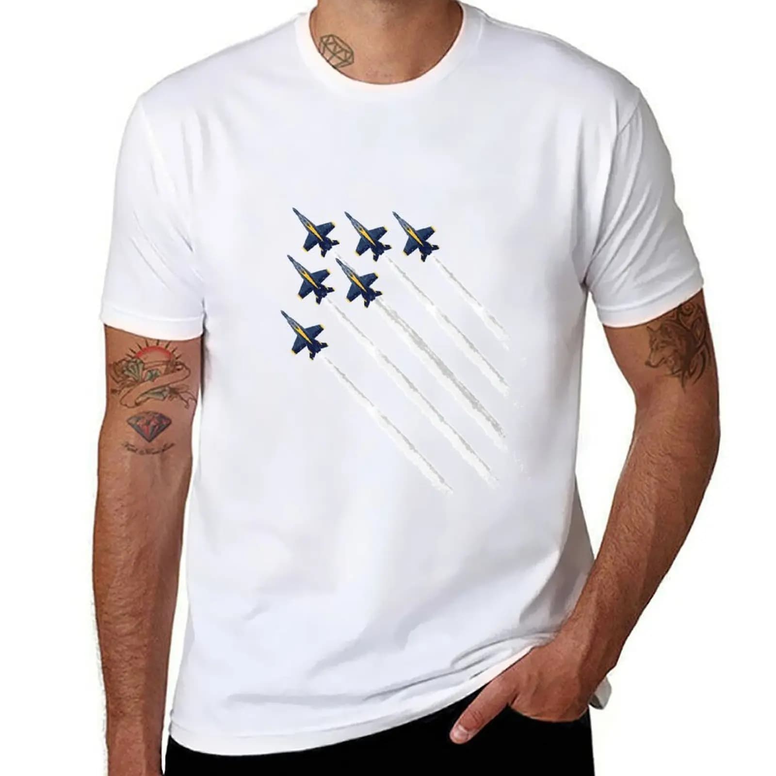 Flyby Blue Angels Pilot Planes Flying Formation T-Shirt t shirts for man graphic funny man t shirts cotton T-Shirt