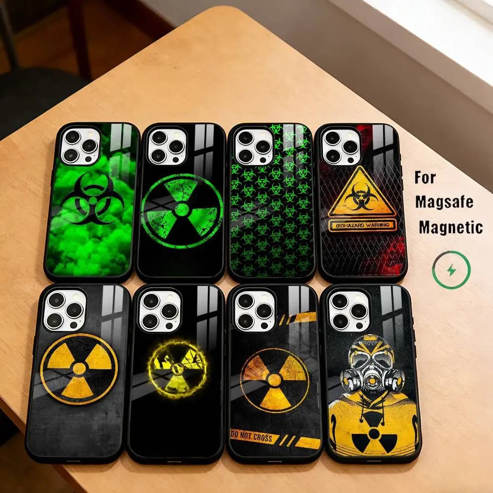 N-Nuclear Radiation Danger Sign Phone Case For iPhone17,16,15,14,13,12,11 Plus,Pro Magnetic For Magsafe Wireless Charging