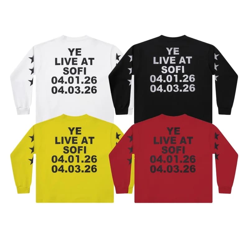 Kanye West Bully Collection LS-03 YE LIVE Five-Pointed Star Digital Print Fall Round-Neck Long-Sleeve T-Shirt