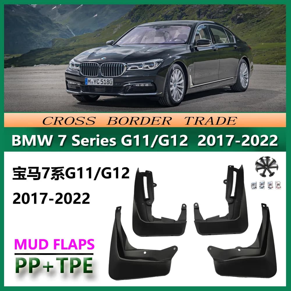 For BMW 7 Series G11 G12 2017-2023 Mud Flaps OE Style Splash Guards Set of 4 Perfect Fit for Flagship Sedan Front & Rear