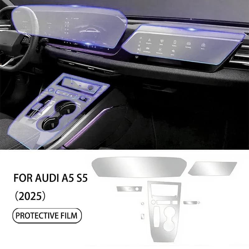 TPU Protective Film for Audi A5 S5 2025 Car Interior Film GPS Navigation Gear Panel Center Console Transparent Sticker LHD