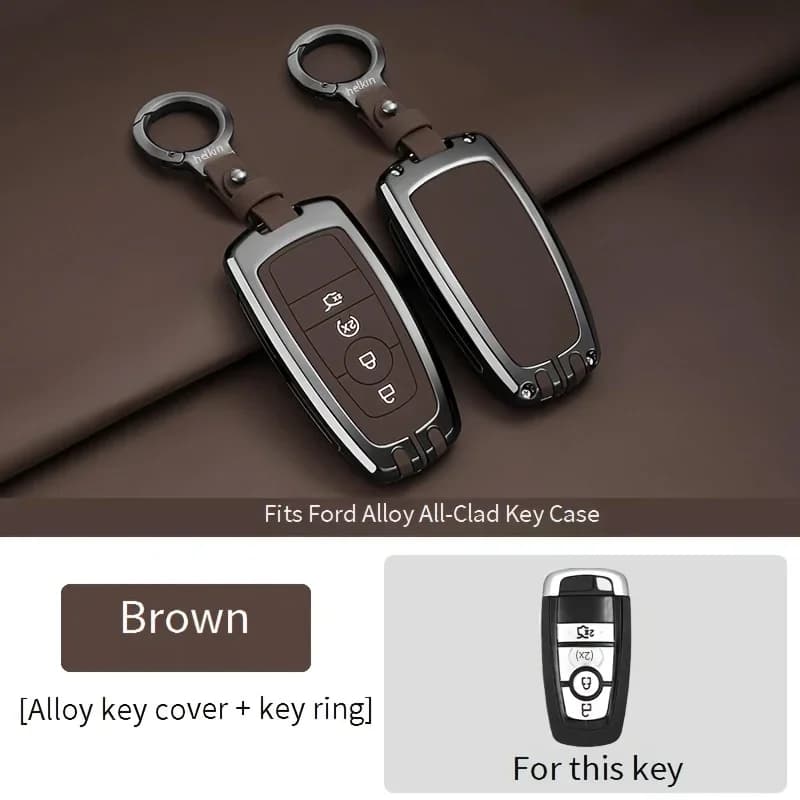 Car Key Case Metal Protective Shell Key Ring Holder Applicable for Ford Explorer Edge Mondeo Mustang Evos 2024 2025 2026