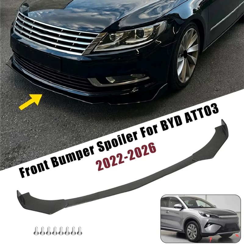 Sport Front Bumper Splitter Spoiler Lip For BYD ATTO3 2022-2026 5Pcs Adjustable Sectional Car Exterior Tuning Body Kit