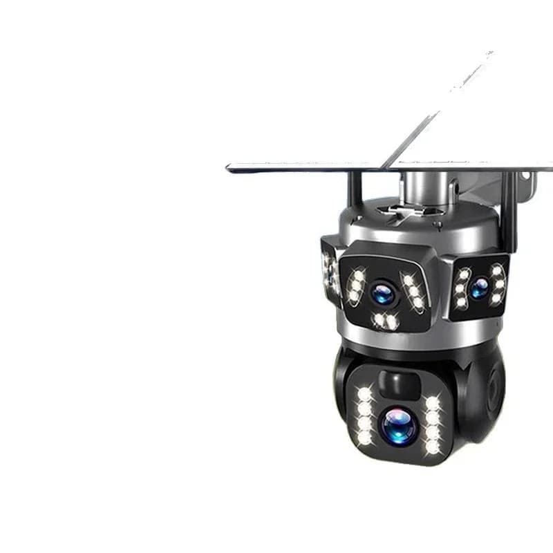 Free recharge, solar three-screen surveillance camera, mobile phone ultra-clear 360-degree panoramic outdoor without dead ends