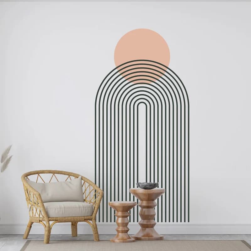Wall Sticker of Bohemian Geometric Half Arch Rainbow Vinyl Interior Home Decoration Room Bedroom Decals Abstract Murals AA73
