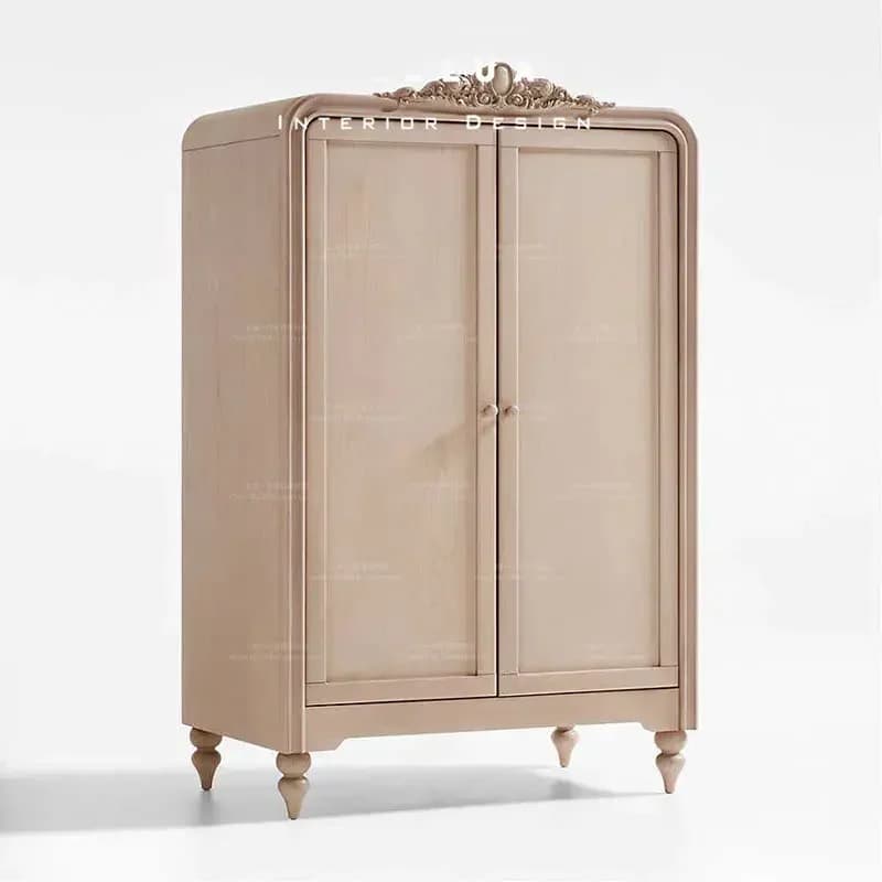 -1 Solid Wood Carving Flower Double Door Wardrobe Retro Studio Furniture Medieval Bedroom Storage WardrobeX8