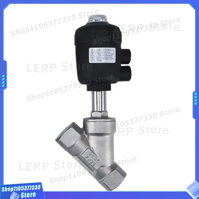 DN15 1/2 Inch Double Action Stainless Steel Angle Seat Valve Pneumatic Air Steam Control Industrial Fluid Automation System