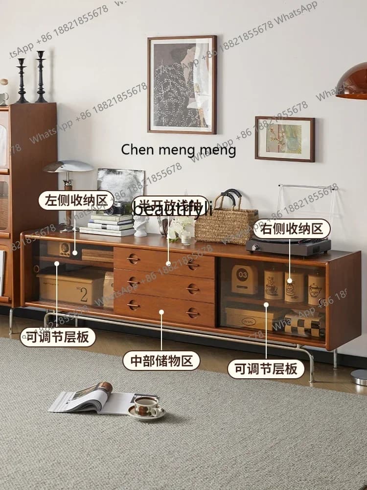 D178  Solid wood TV cabinet medieval Nordic living room Japanese style modern simple TV cabinet Y96