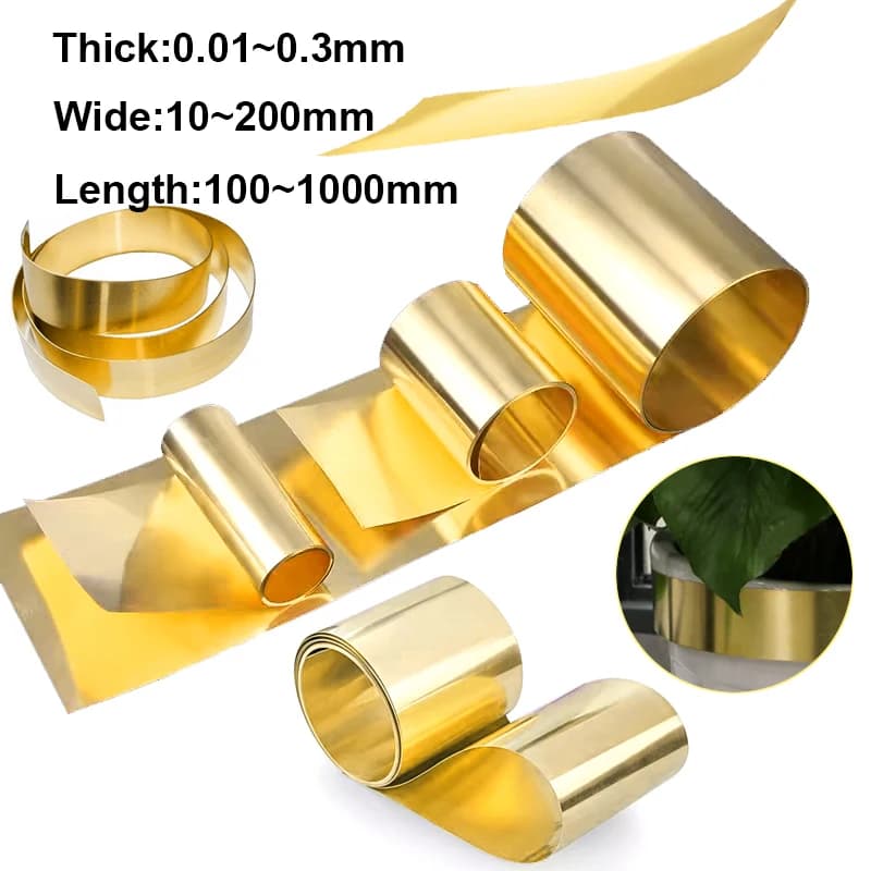 1pcs Brass Plate Brass Skin Brass Foil Sheet Metal Length 100~1000mm Thickness 0.01-0.3mm Width 10-200mm Brass Strip