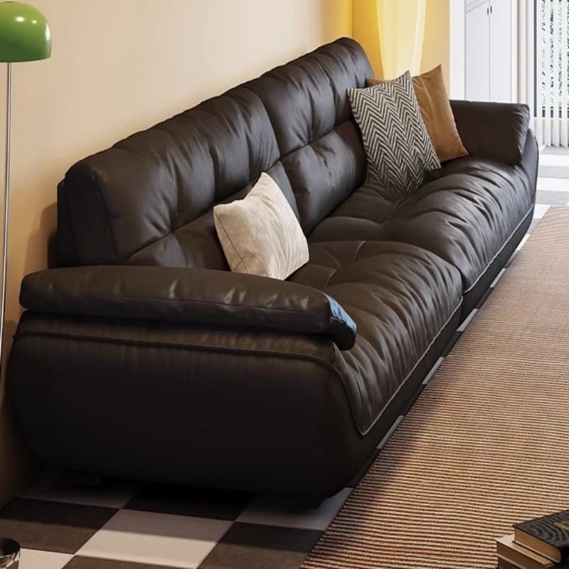 Retro sofa three-person sofa living room small apartment minimalist straight row