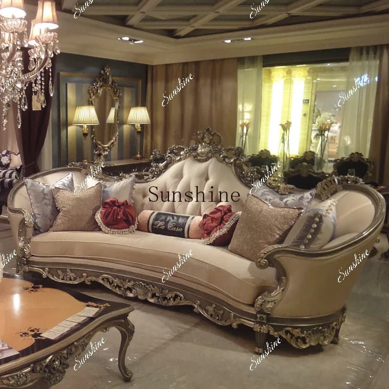 European fabric sofa combination 123 living room size apartment neoclassical FT