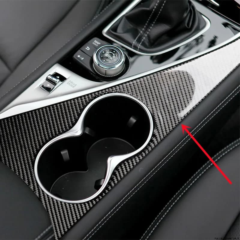 Carbon Fiber Sticker Gear Shift Panel Cup Holder Panel Modification Cover Trim Strips For Infiniti Q50 Q60 Car Inner Accessories