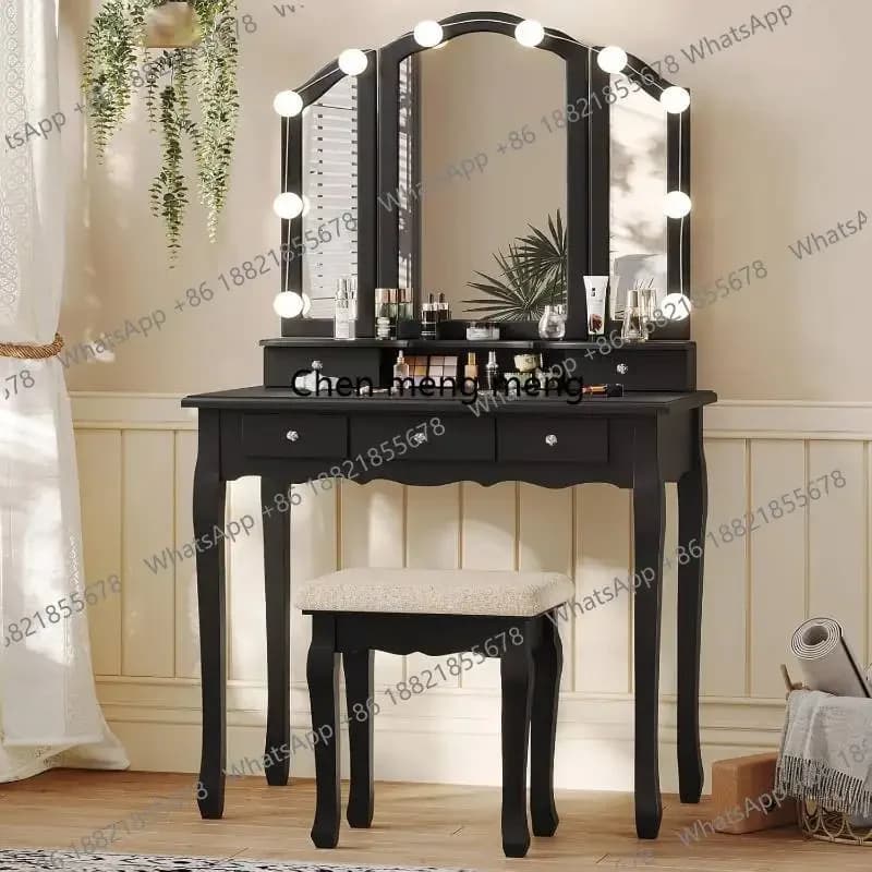 F150Storage Space Vanity Desk Mirror Light Decorations White Dressers Vanity Desk Makeup Bedroom Penteadeira Furniture For Home