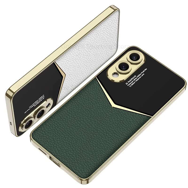 Plating Soft Silicone Edge Phone Case For Samsung S25 Ultra 5G Carbon Fiber Leather Protective Back Cover For Galaxy S24 Ultra