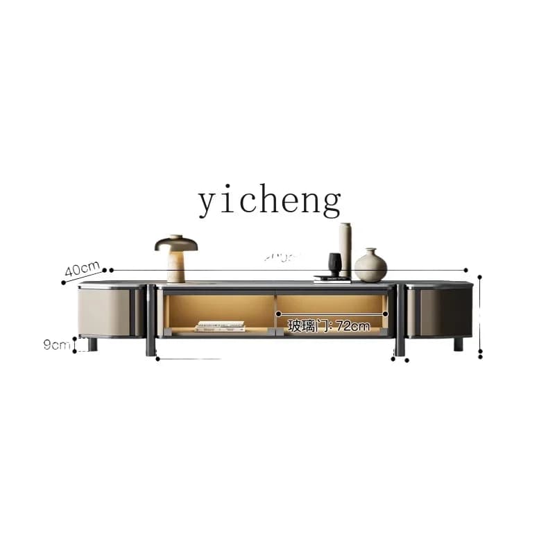 Minimalist Stone Plate TV Cabinet Modern Simple Home Living Room Floor Cabinet Light Luxury Tea Table Combination TV Stand