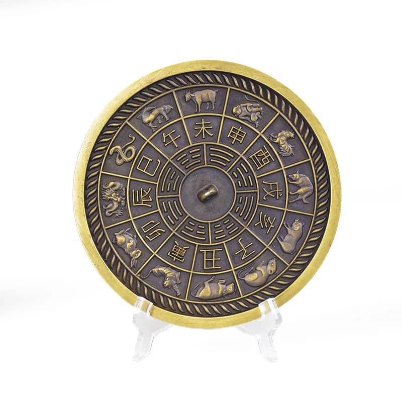 Full brass polished zodiac gossip copper mirror indoor entrance copper mirror ornaments