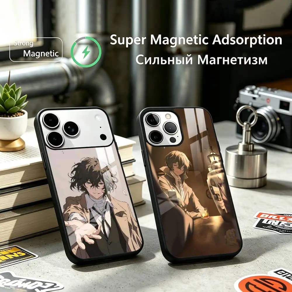 Osamu Dazai BSD Anime Phone Case For iPhone17,16,15,14,13,12 Plus,Pro Allows magnetic wireless charging