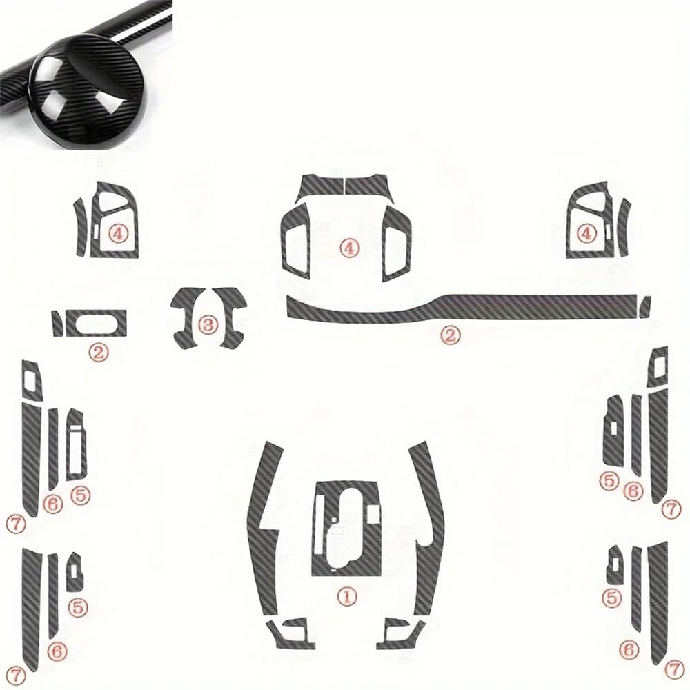 Carbon Fiber For Chevrolet Captiva 2012-2017 Car Film Interior Stickers Center Console Gear Dashboard Air Door Handle Lift Panel
