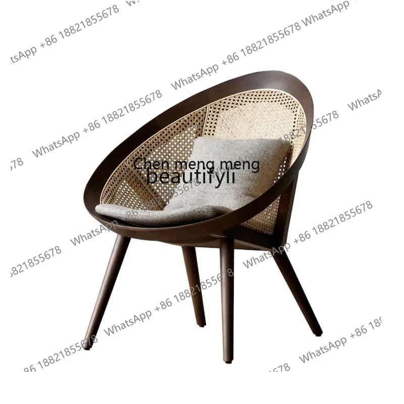 X Nordic Ash Wooden Lounge Chair Balcony Mid-Ancient Minimalist Armchair