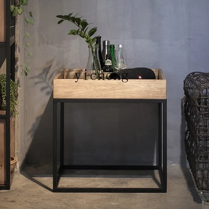 b26  Corner Table Small Coffee Table Creative Square Sofa Side Table Solid Wood Furniture