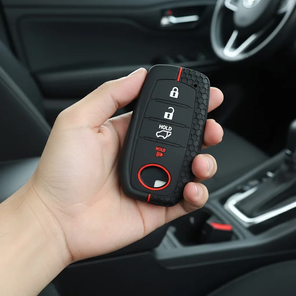 Full-Cover Silicone Key Cover with Textured Grip for Toyota Prius & Sienna (3-Button / 4-Button)