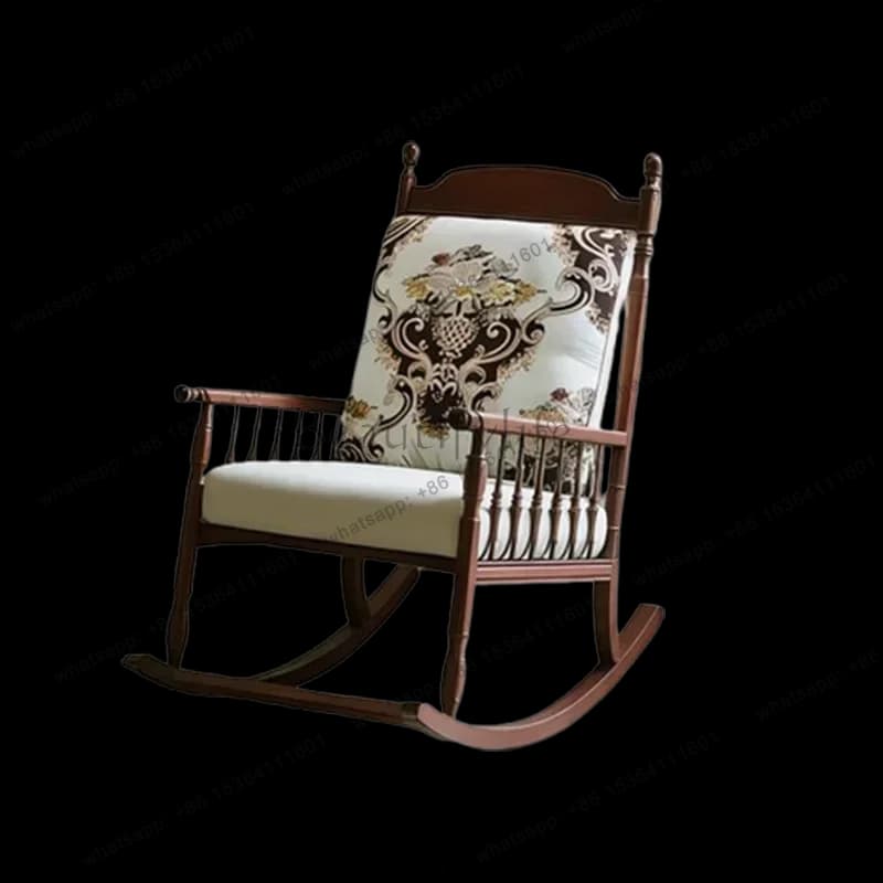 YJ Trending Nordic Wooden Chairs Luxury Cushion Balcony Floor Rocking Chairs Adult Lazy Reading Sillones Relax Furnitures