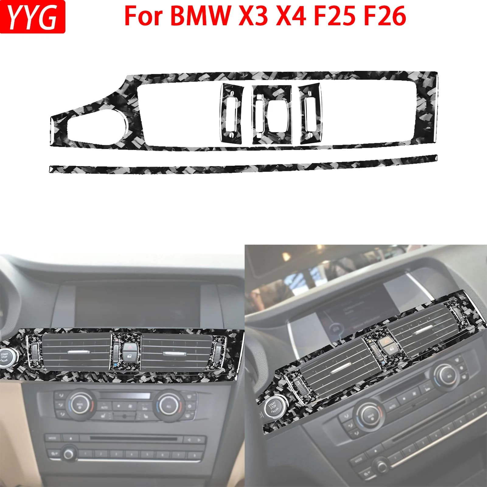 For BMW X3 F25 2011-2017 X4 F26 2014-2017 Forged Carbon Fiber Automotive Dashboard Air Vent Panel Interior Accessory Stickers