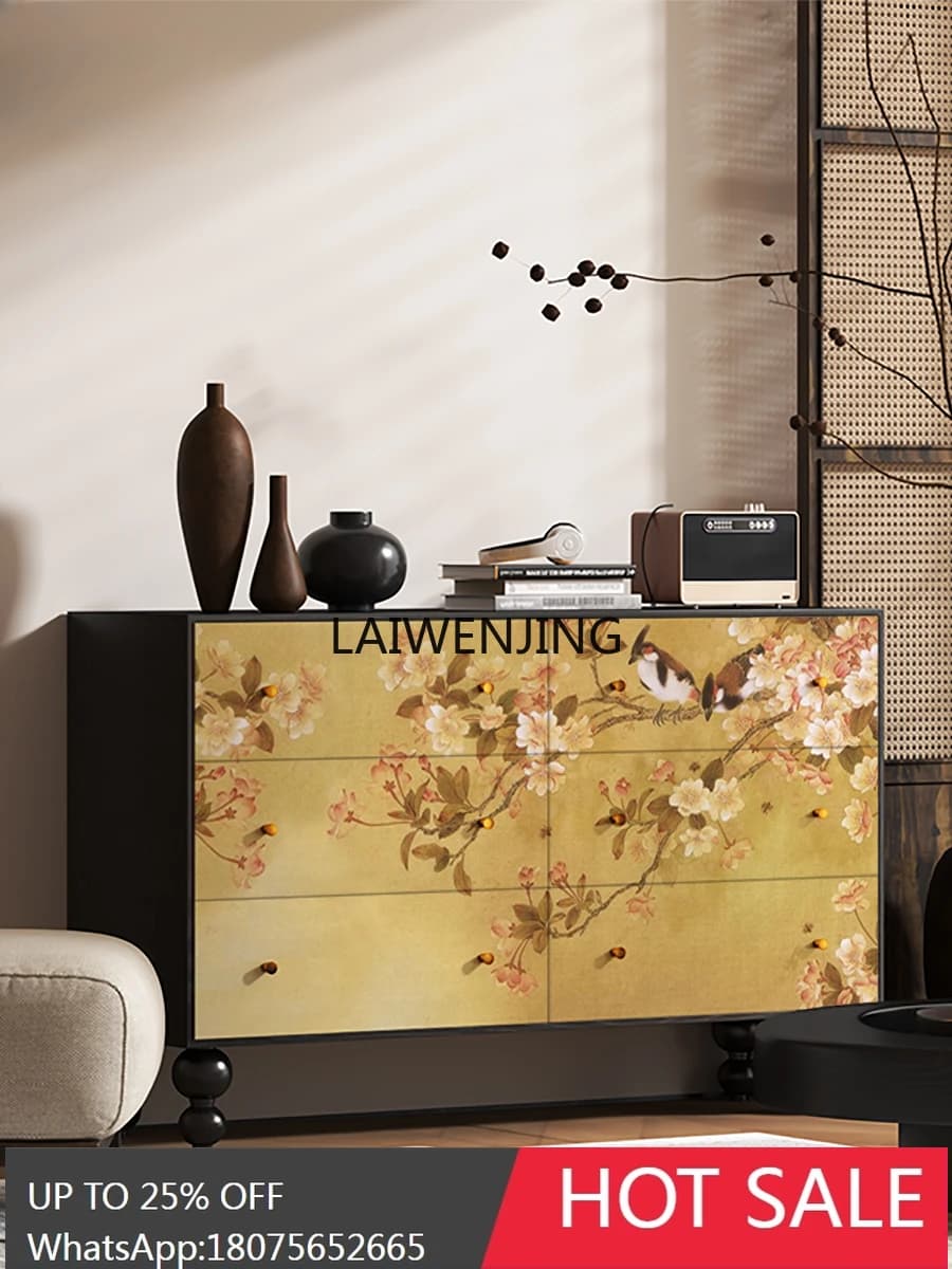 SGF flower and bird picture six chest cabinet dresser retro living room entrance dining room cabinet