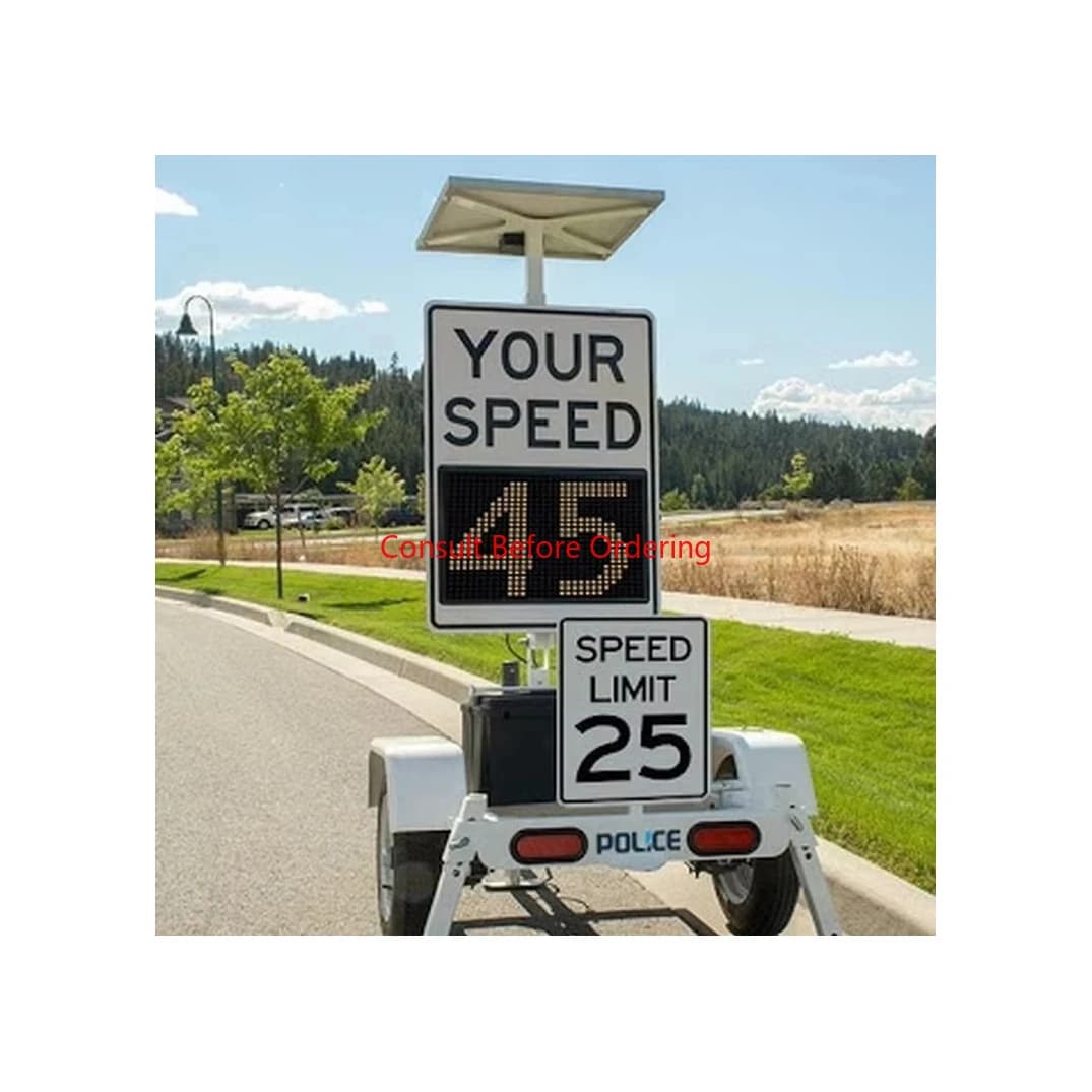 Solar Tech Movable Solar Powered Radar Speed Sign With Trailer Silent Advisor Radar Speed Detection And Monitoring Trailer