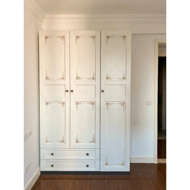 Vintage painted wardrobe, bedroom large cloakroom wardrobe combination double door six door floor-to-ceiling high cabinet